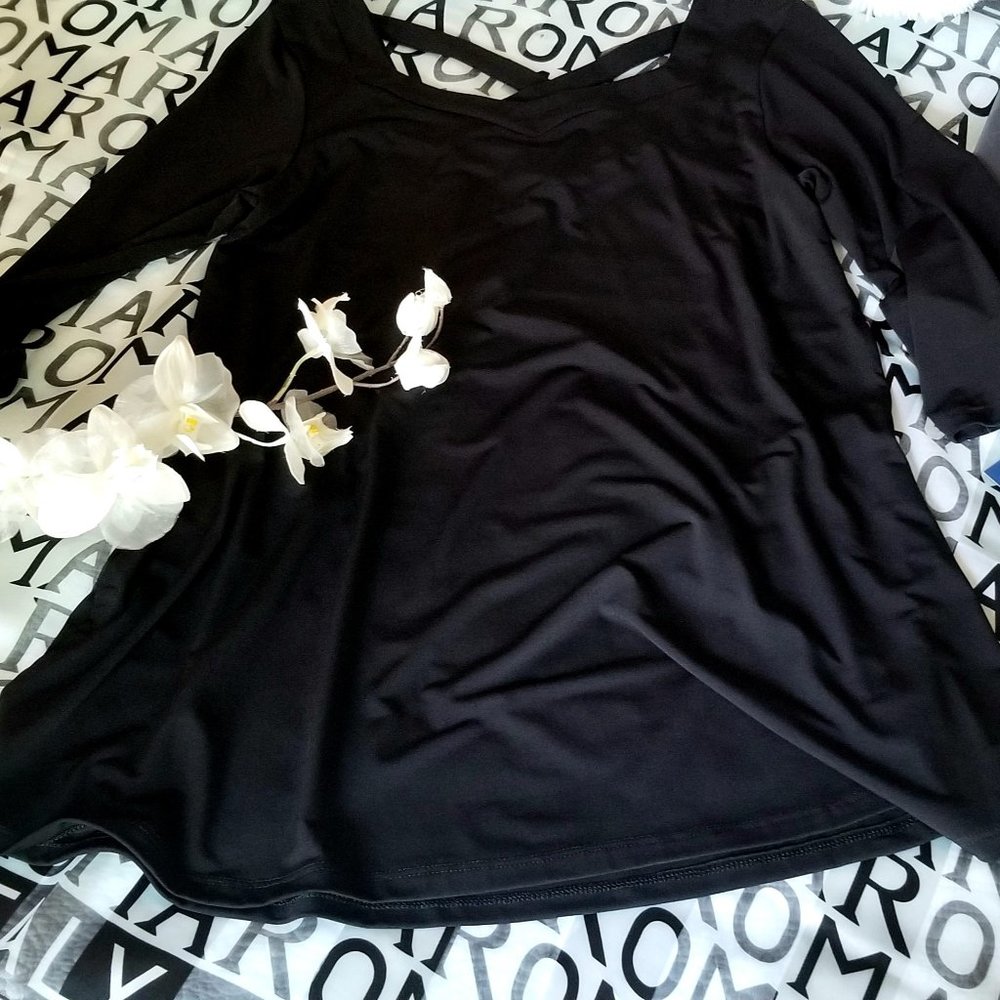 Patchington Black New (Criss-Cross Back) Tunic Top, Large, $25